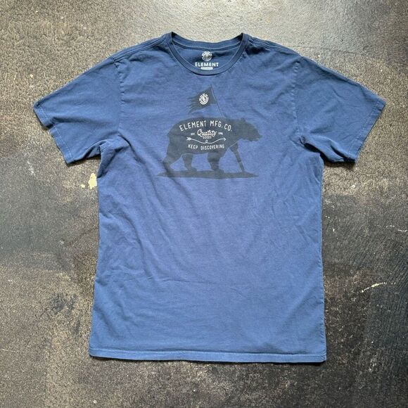 Element Blue Short Sleeve T-Shirt Bear Graphic Men’s Size XL Custom Fit Cotton - Picture 1 of 9
